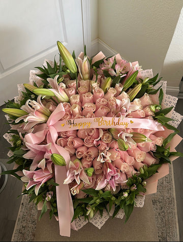 100 Roses & Lilies Grande Bouquet 🎀