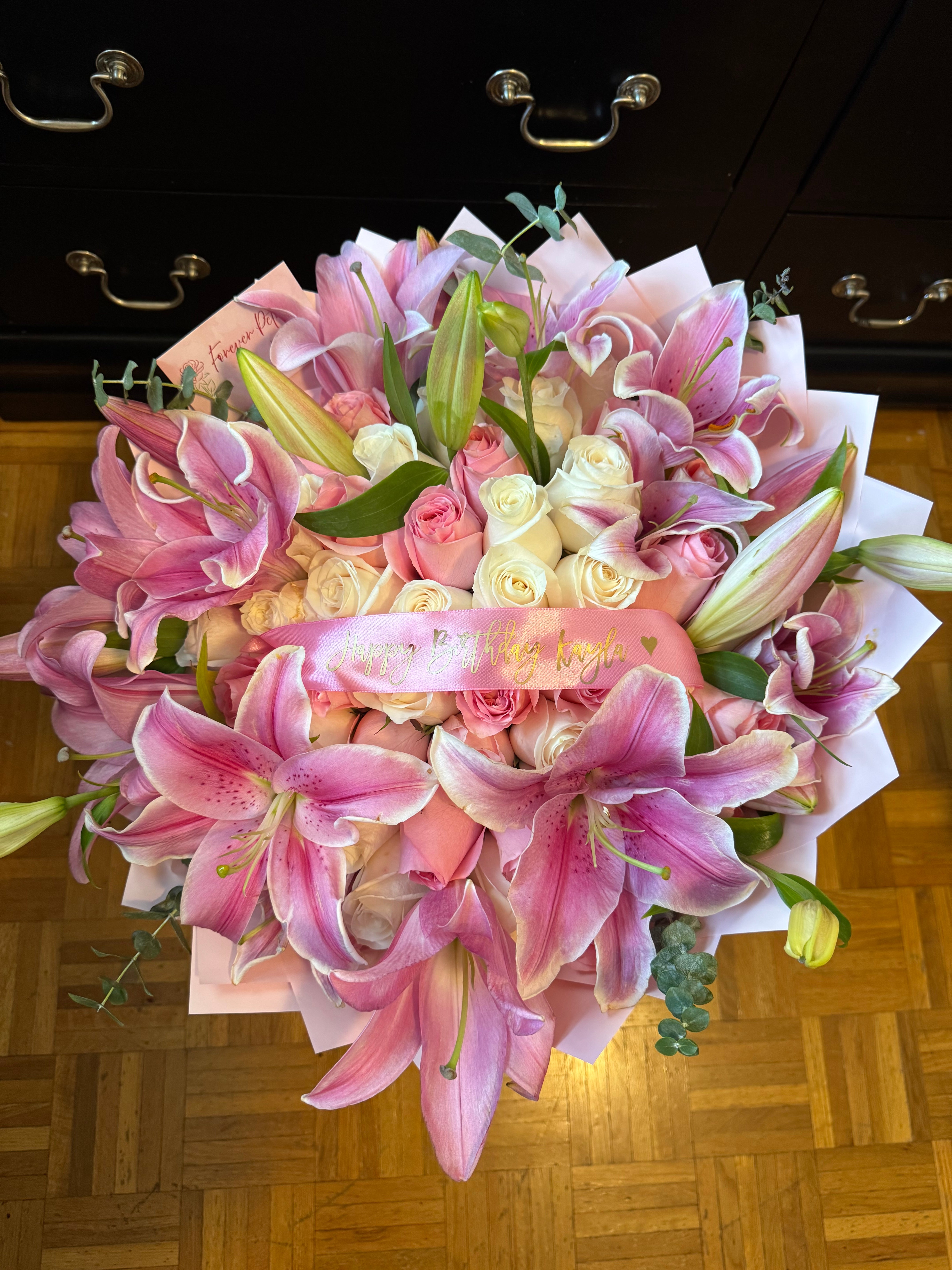 50 Count Lilies Rim Pretty Pink Bouquet