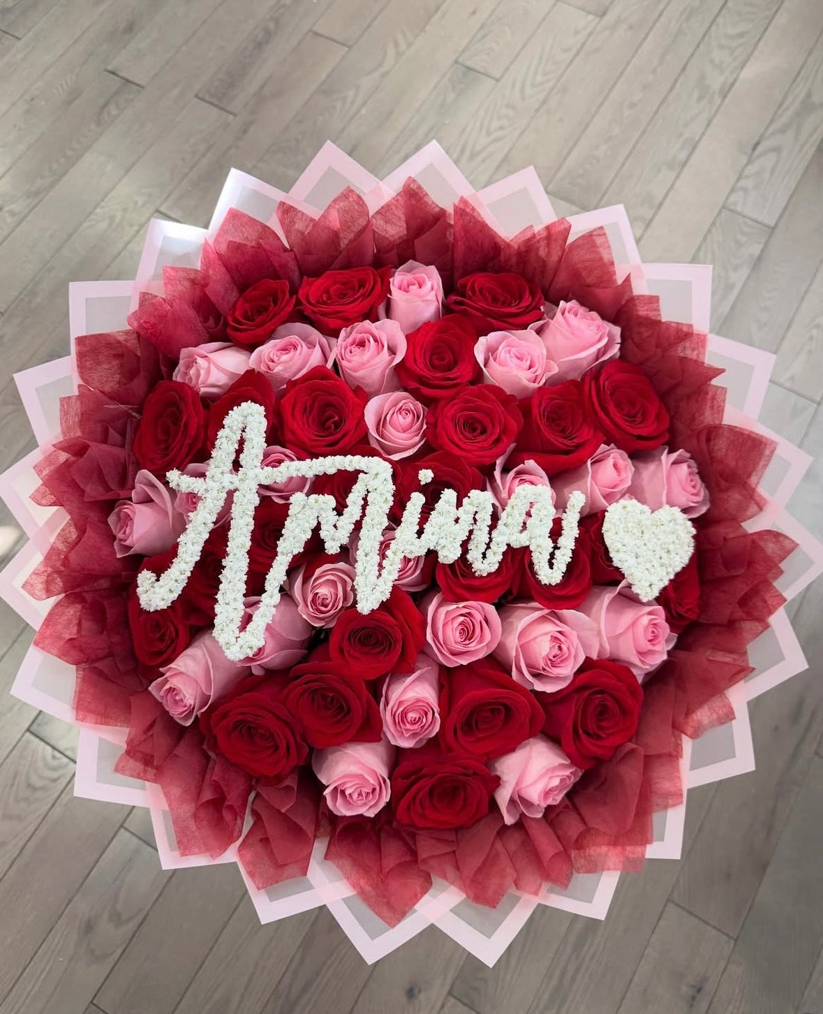 Lovers’ Blend — 50 Pink & Red Roses Bouquet 💗