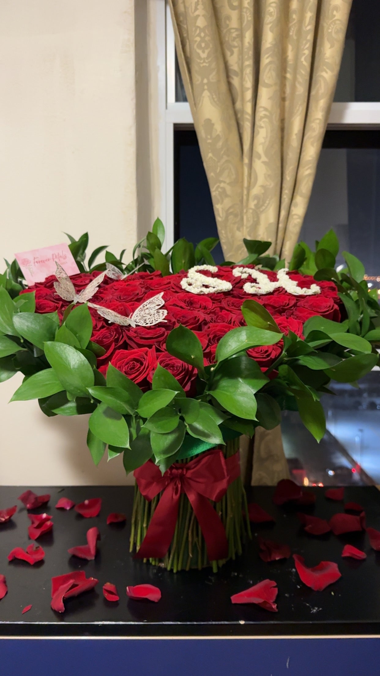 60 Roses Standing Heart Arrangement
