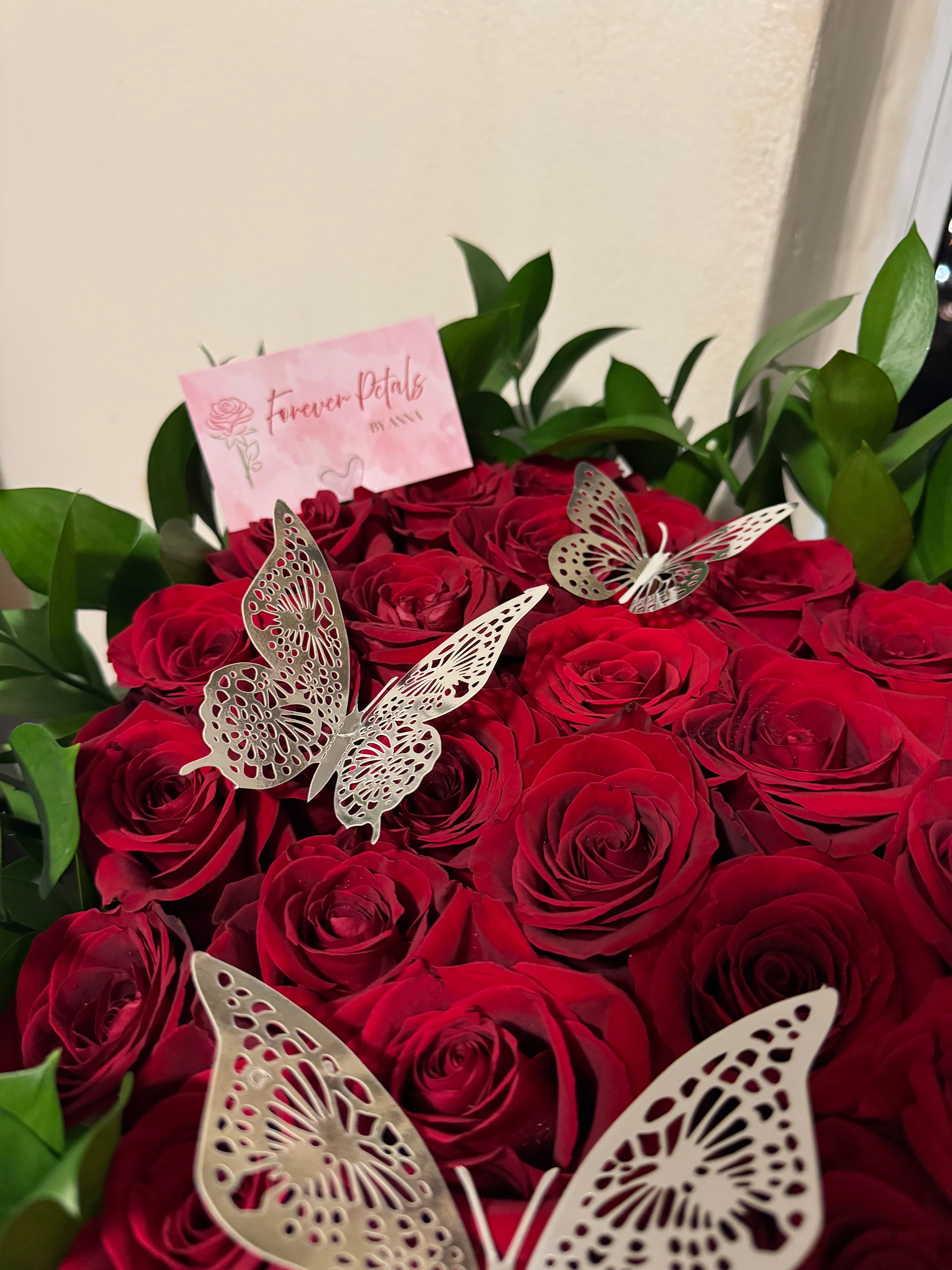 60 Roses Standing Heart Arrangement