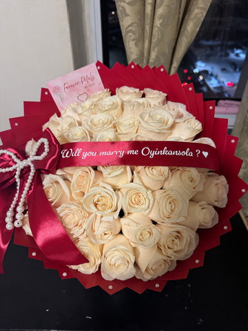 White Proposal Bouquet