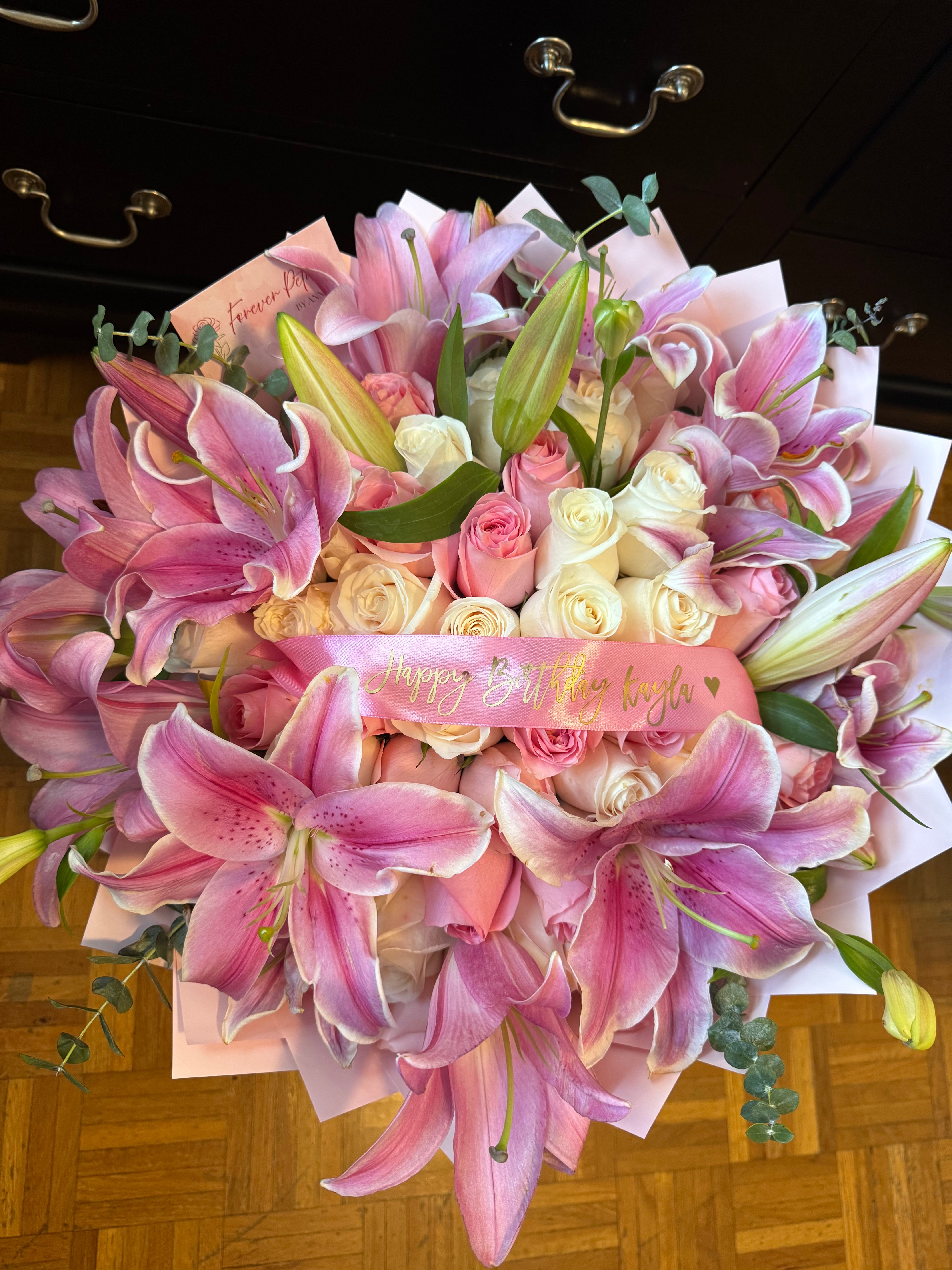 50 Count Lilies Rim Pretty Pink Bouquet