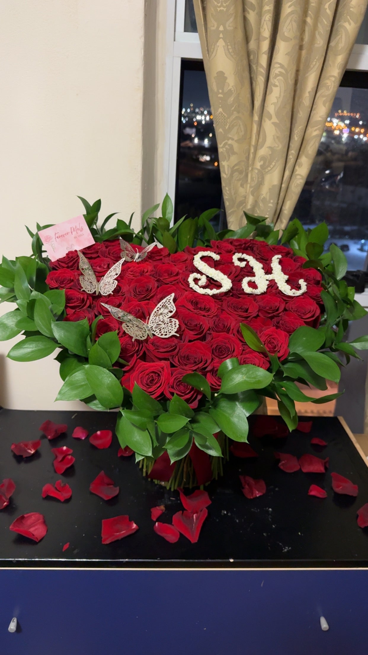 60 Roses Standing Heart Arrangement
