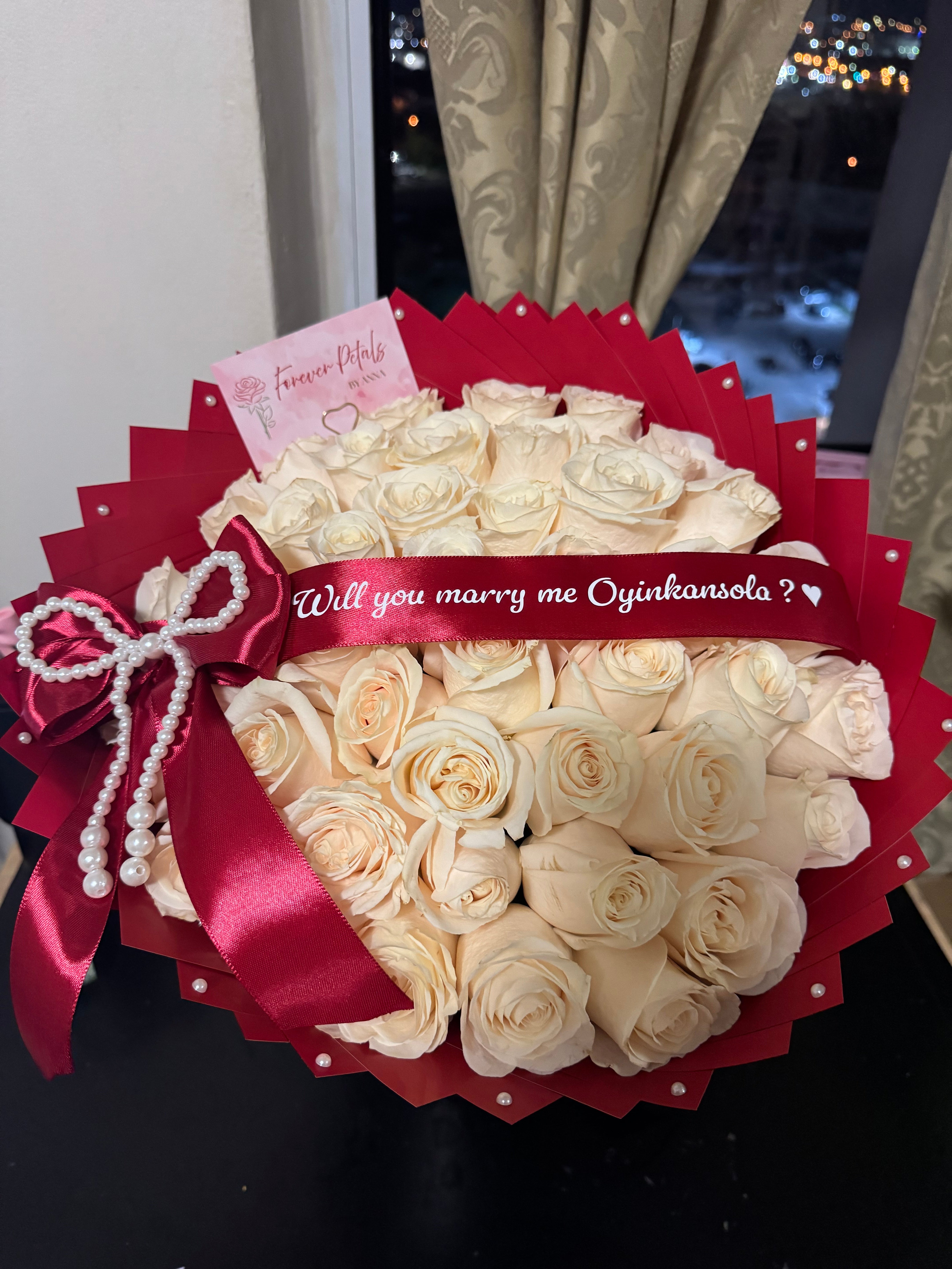 White Proposal Bouquet