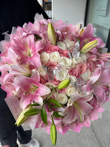 Pink Blooming Lilies Bouquet