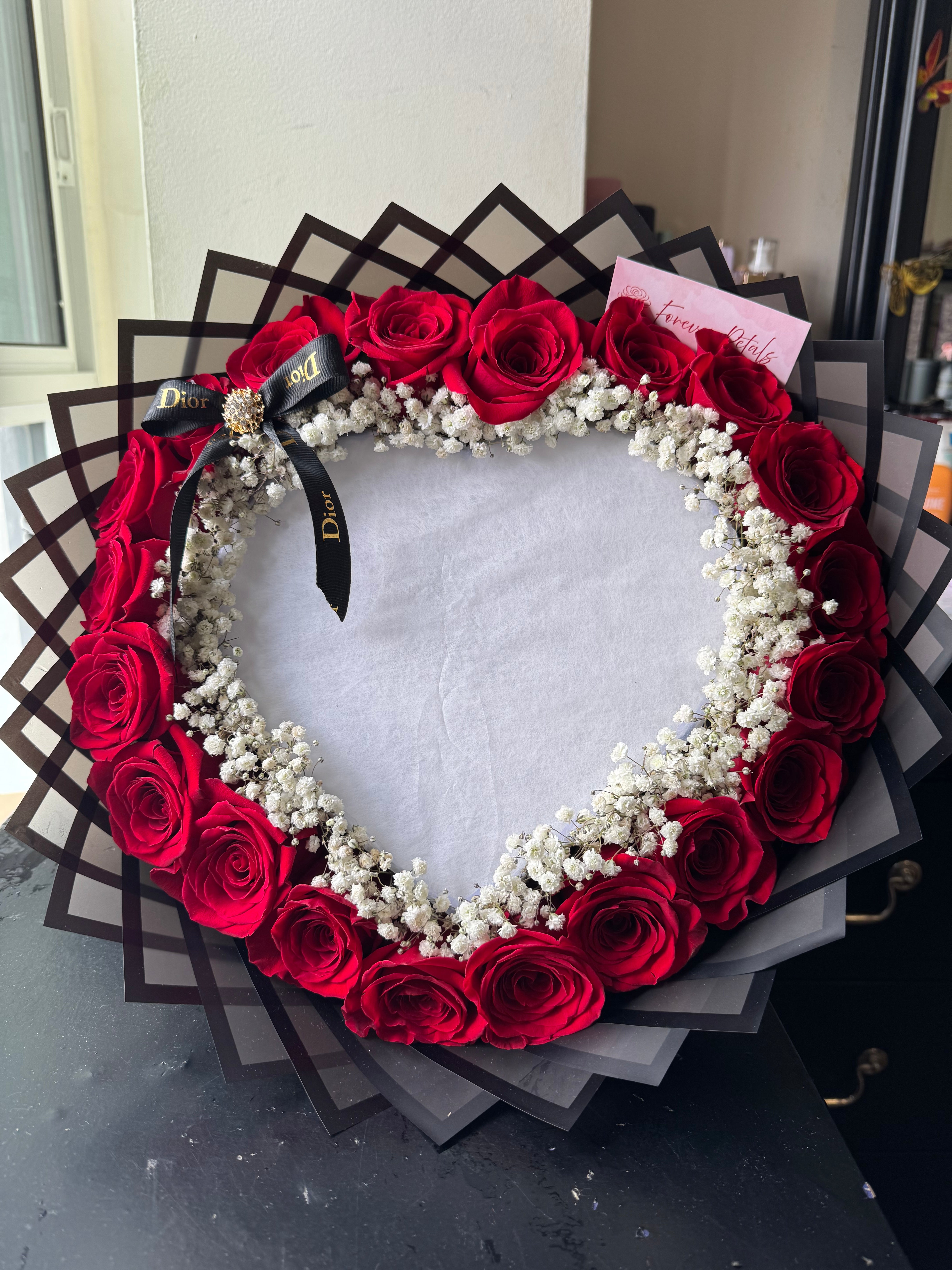 Burning Heart Bouquet - Custom message