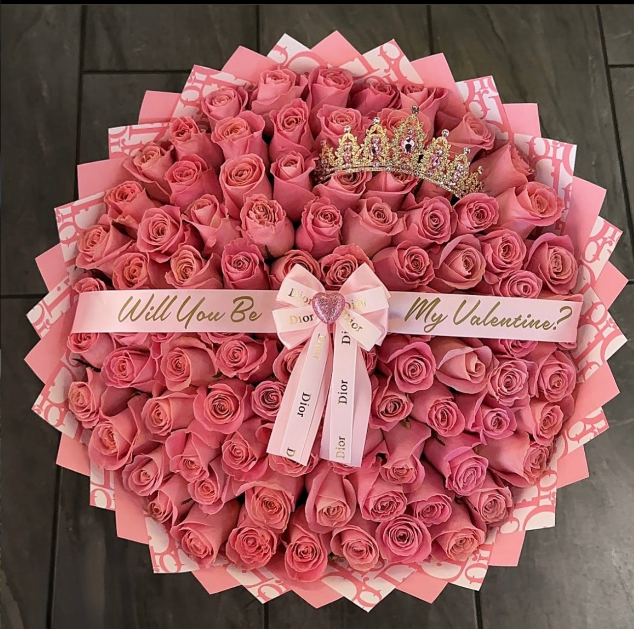 Blush Romance Valentines Bouquet  – 125 Roses