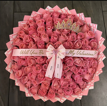 Blush Romance Valentines Bouquet  – 125 Roses