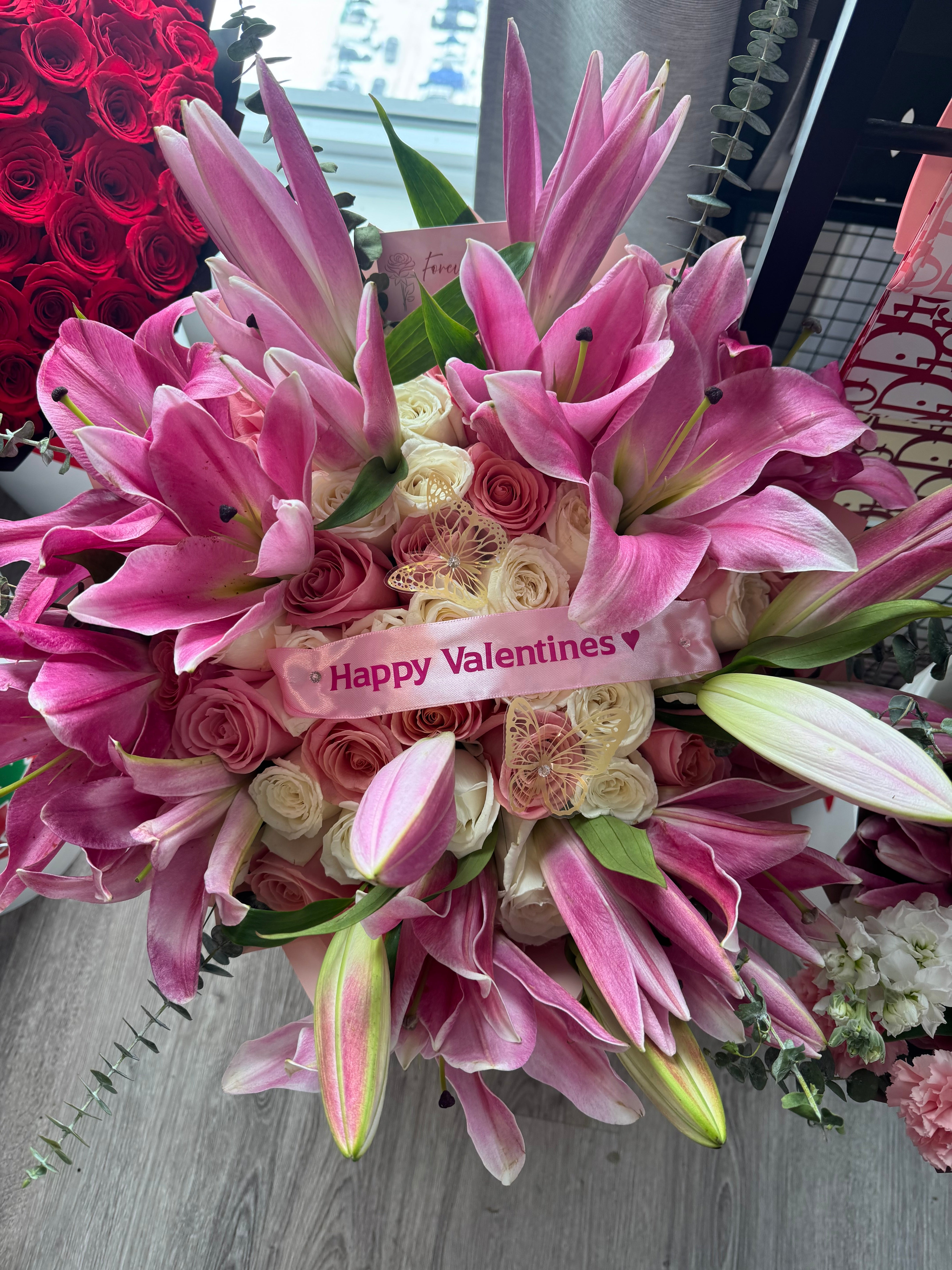 Pink Obsessed lilies bouquet