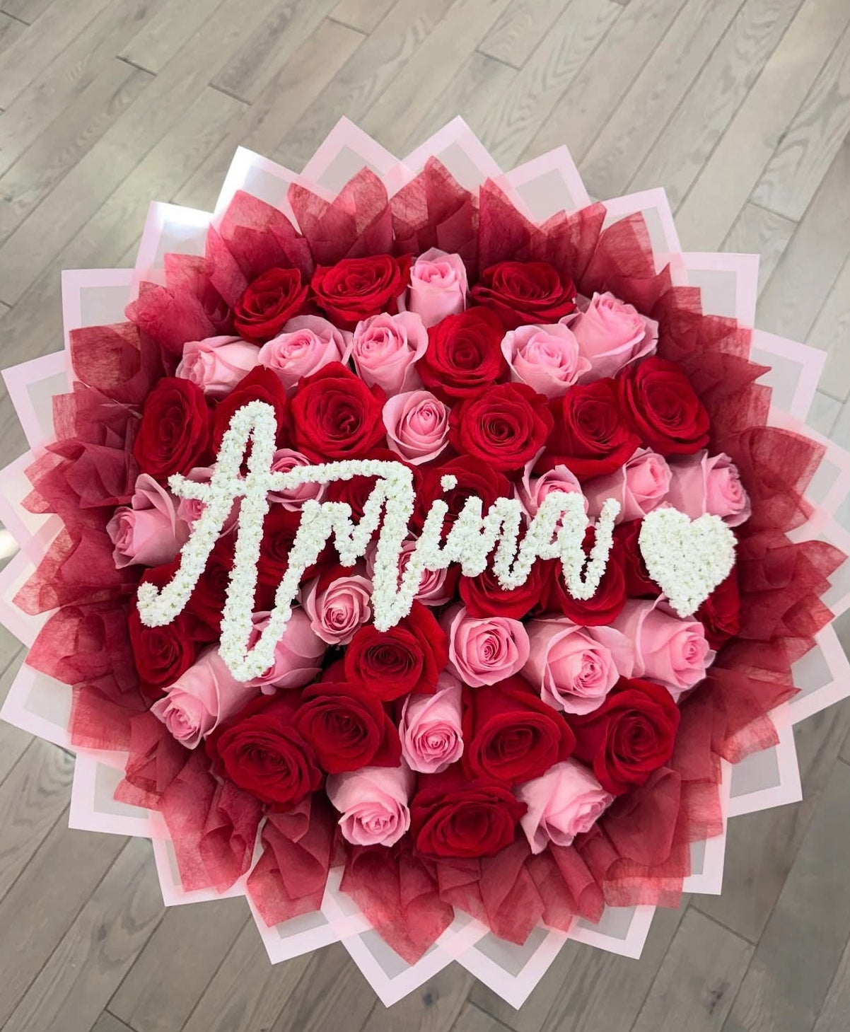 Lovers’ Blend — 50 Pink & Red Roses Bouquet 💗