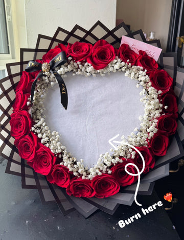 Burning Heart Bouquet - Custom message