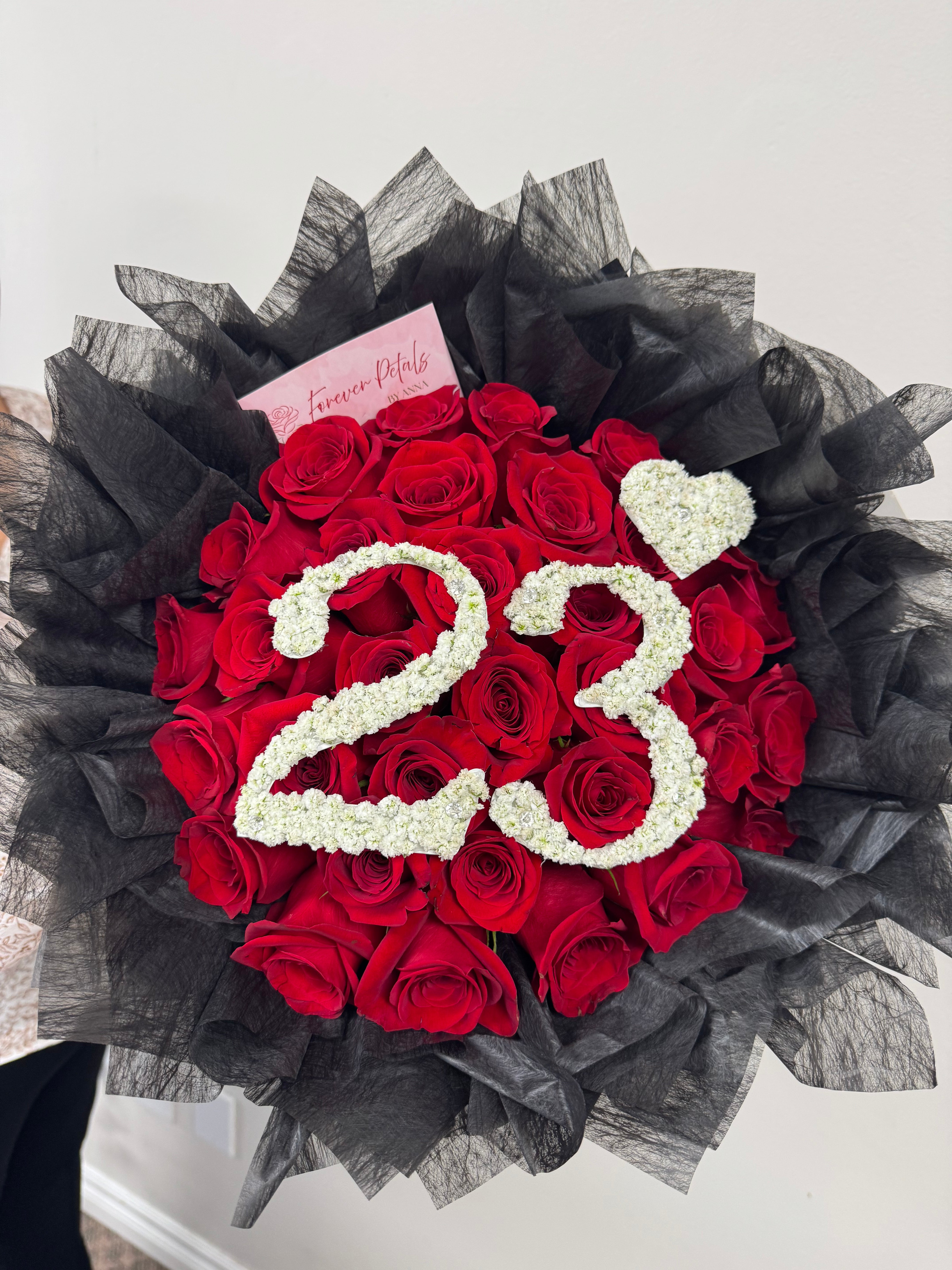 Luxury Red Rose  Bouquet – Custom Age Arrangement with Floral Heart