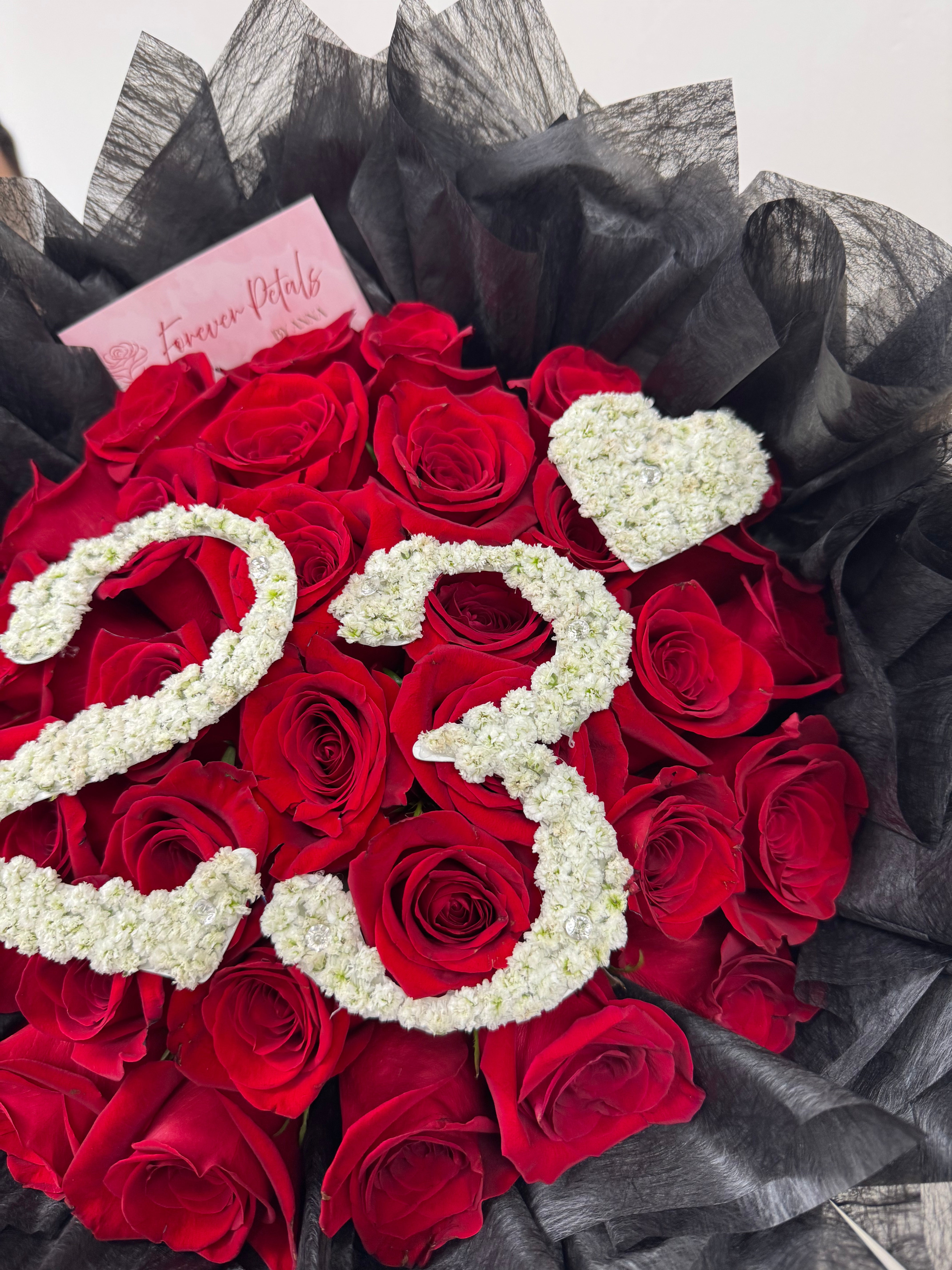 Luxury Red Rose  Bouquet – Custom Age Arrangement with Floral Heart