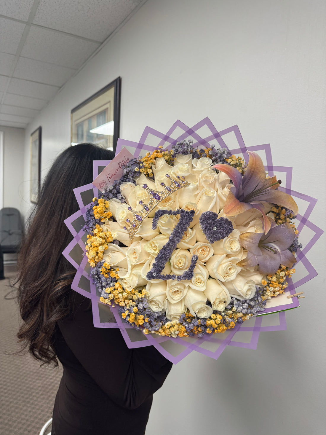 50-Count Purple and Orange Personalized Initial Bouquet