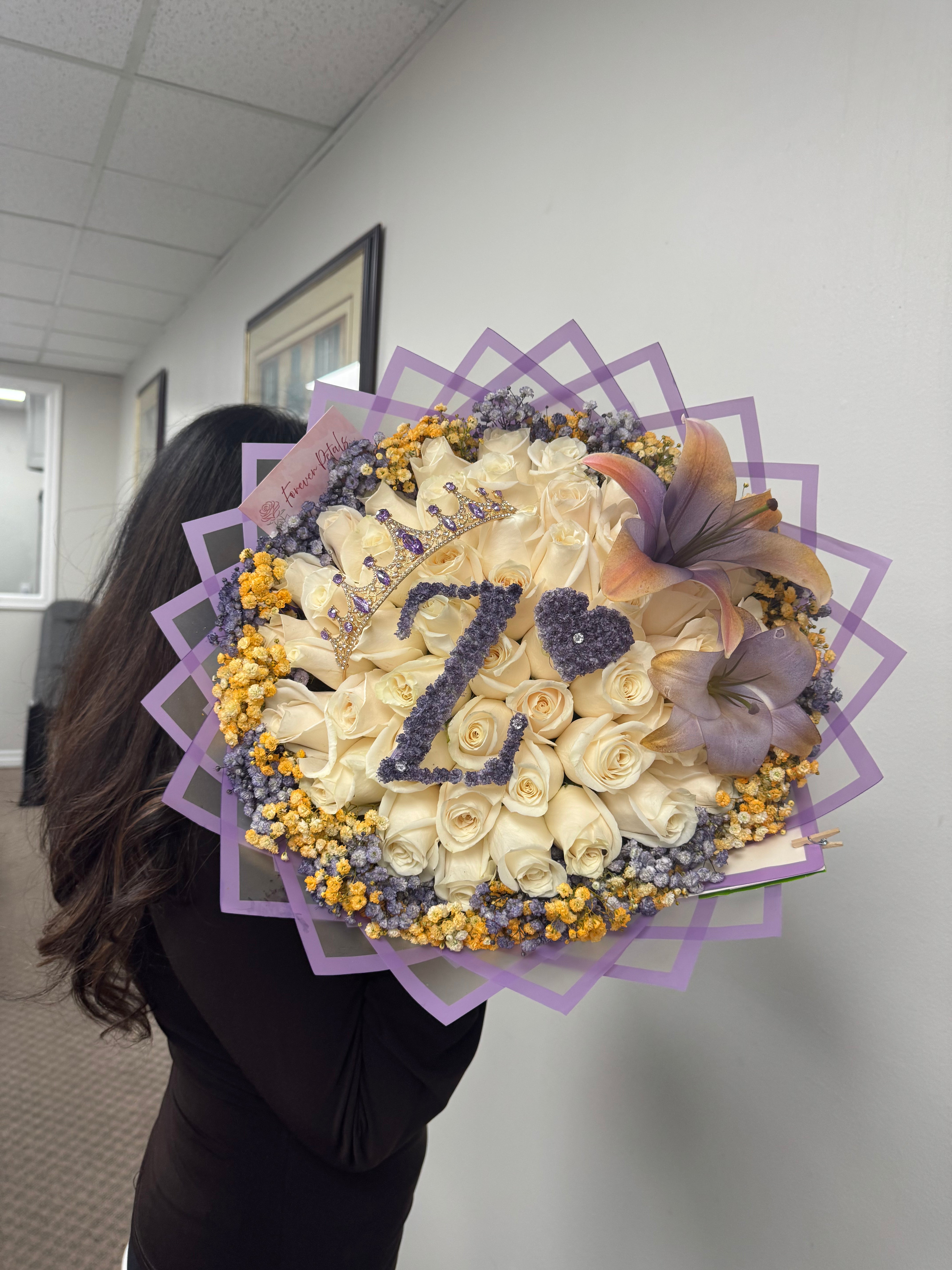 50-Count Purple and Orange Personalized Initial Bouquet
