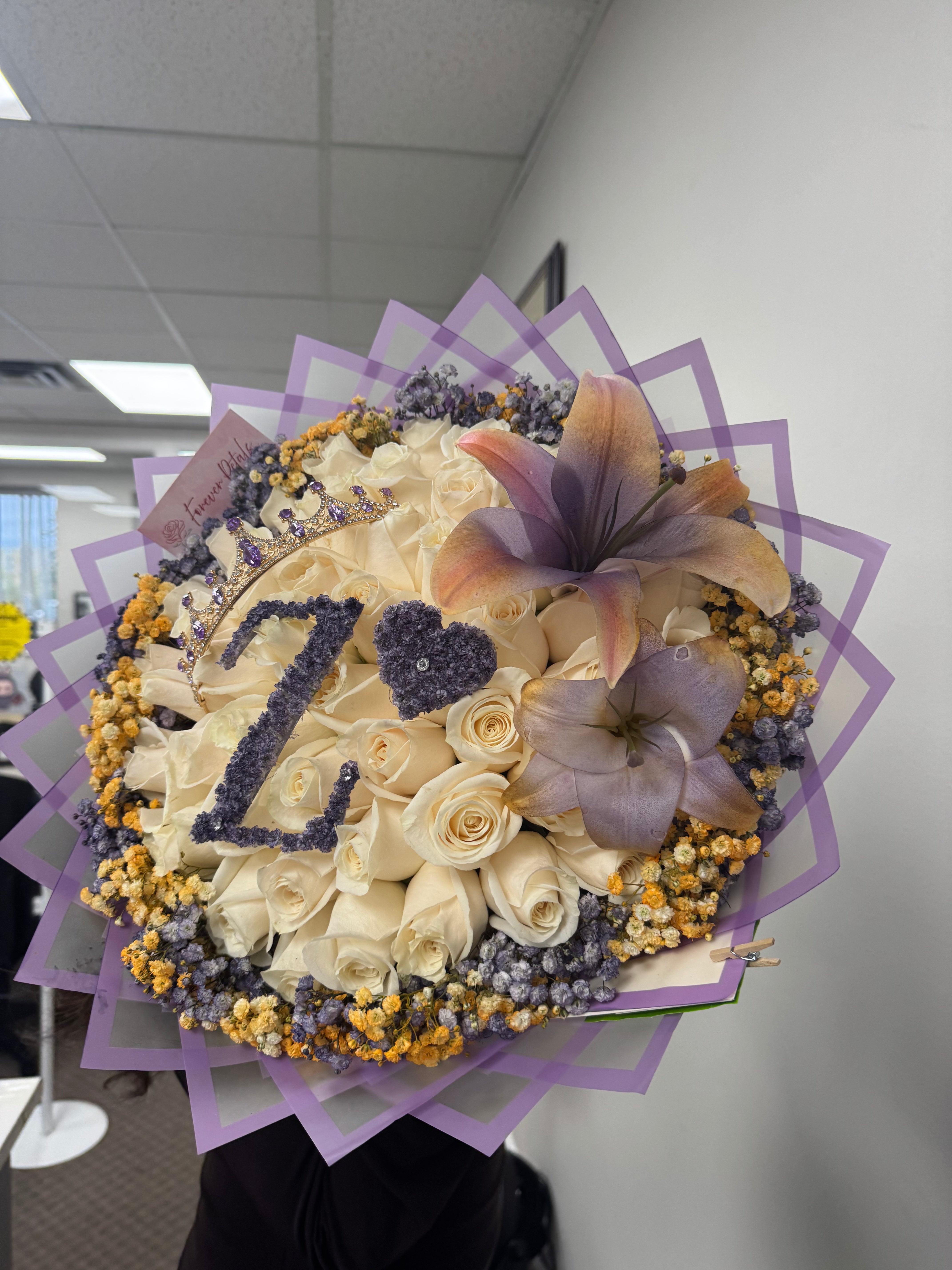 50-Count Purple and Orange Personalized Initial Bouquet